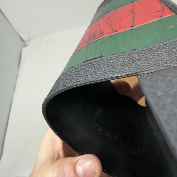 Gucci Web Rubber Slides Pool Red Green Black Colorblock Beach 308234 Mens 9
